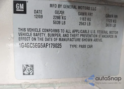 2010 Buick Lacrosse Cxl from USA, damaged, VIN 1G4GC5EG5AF179025